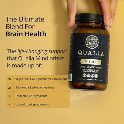 Qualia Mind Brain Supplement – Focus, Concentration & Long-Term Cognitive Support, 6 Week Supply