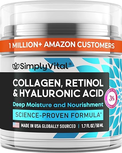 Anti-Aging Face Moisturizer with Retinol, Collagen & Hyaluronic Acid – Firming & Hydrating Cream for Women & Men – 1.7 fl oz