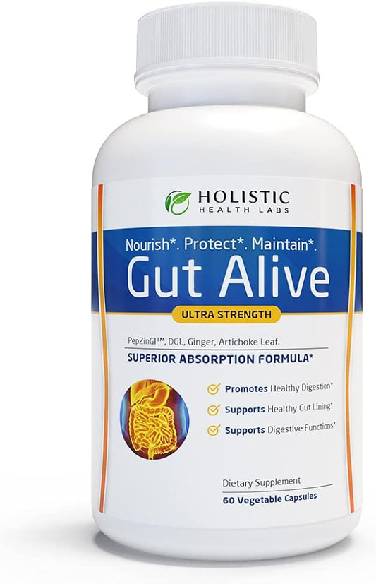 Gut Alive – Supports Digestion & Relieves IBS, Heartburn, Acid Reflux, Bloating | 60 Count