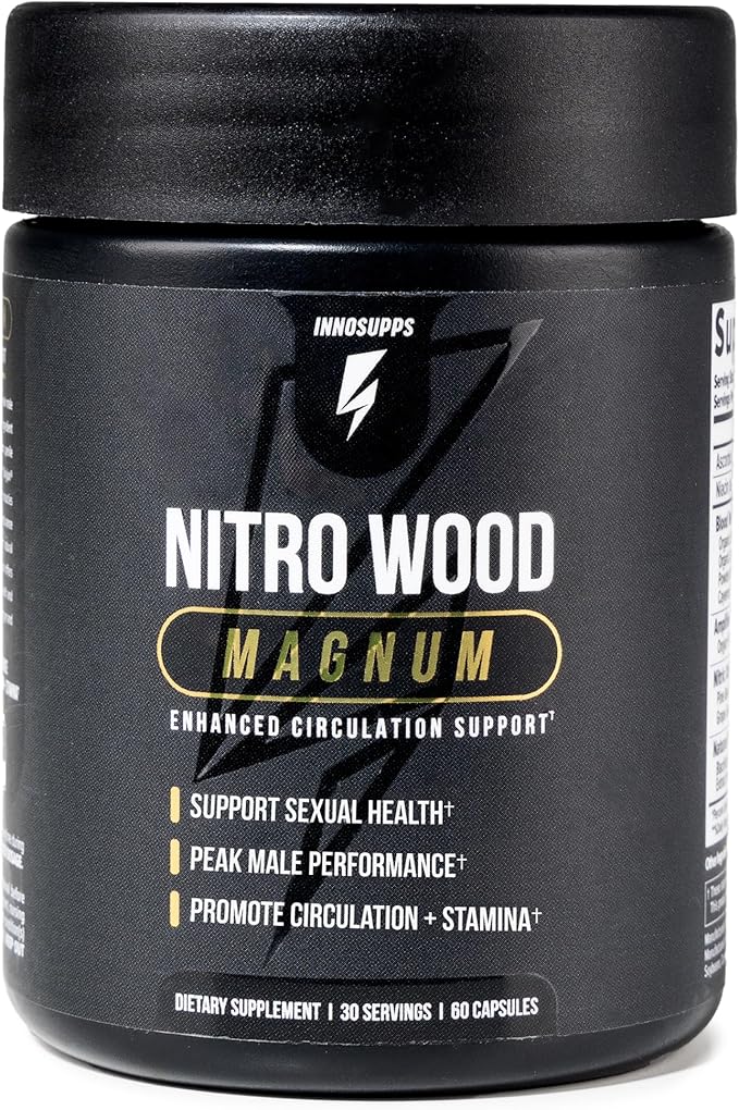 Nitro Wood Magnum by InnoSupps – Nitric Oxide Supplement for Circulation, Stamina & Endurance (60 Veg Capsules)