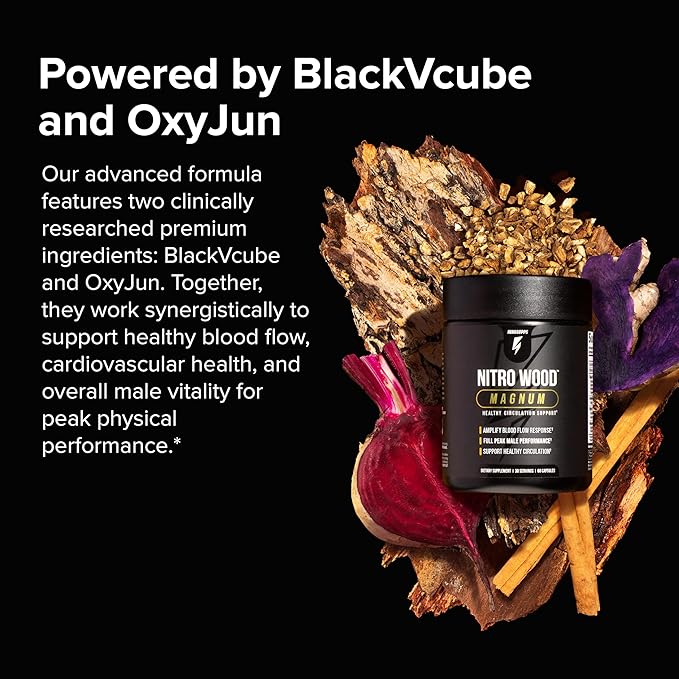 Nitro Wood Magnum by InnoSupps – Nitric Oxide Supplement for Circulation, Stamina & Endurance (60 Veg Capsules)