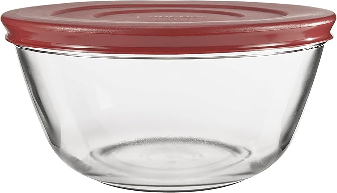 Anchor Hocking Glass Mixing Bowls with Cherry Lids – 1.5 Quart