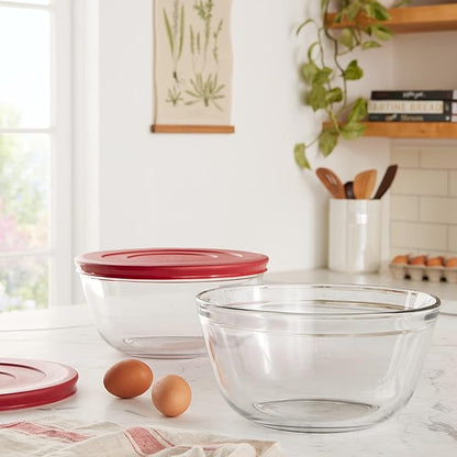 Anchor Hocking Glass Mixing Bowls with Cherry Lids – 1.5 Quart
