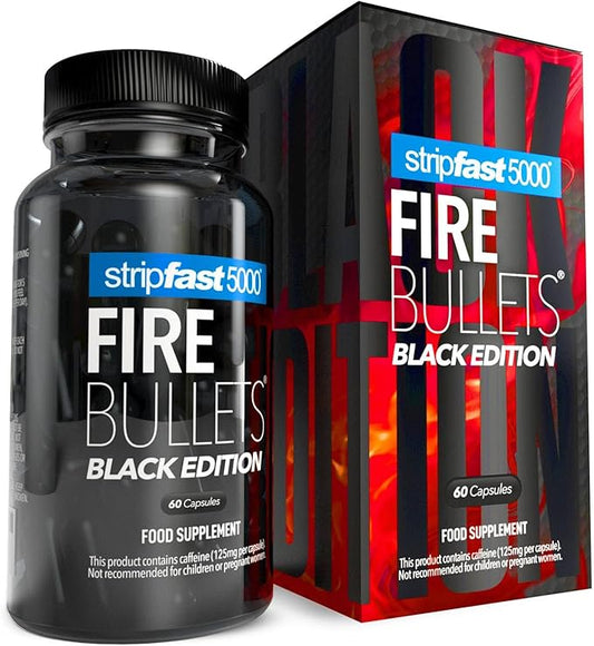 Stripfast5000 Fire Bullets Black Edition – Max Strength Fat Burner & Weight Loss Supplement for Men & Women
