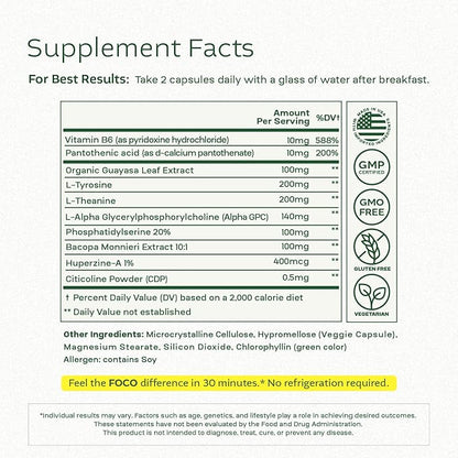 Think Foco Brain Supplement – Focus, Memory & Mental Clarity Support | 60 Capsules