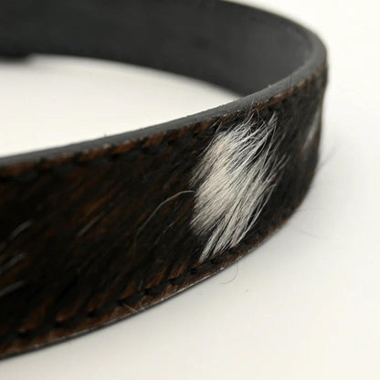 Cow Print Leather Belt – Handmade Western Vintage Cowhide Belt for Men