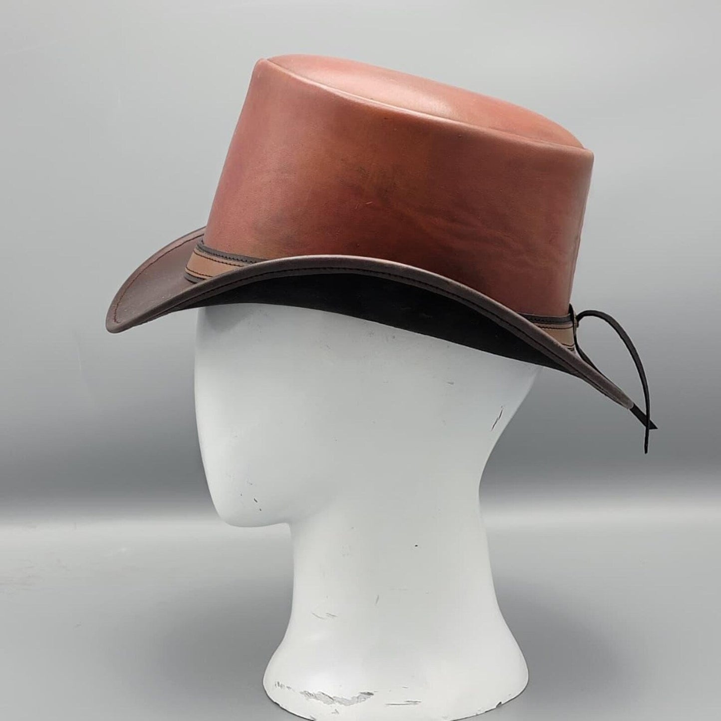 Brown Leather Top Hat – Handmade Steampunk Western Cowboy Hat