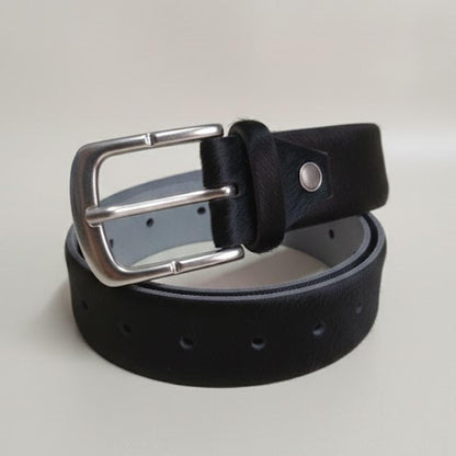 Handmade Black Cowhide Belt – Western Fashion Accessory