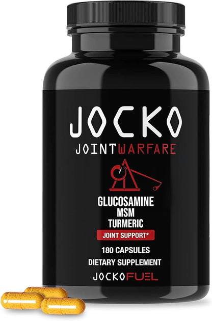 Jocko Fuel Joint Support Supplement – Glucosamine MSM with Turmeric & Boswellia | 180 Capsules