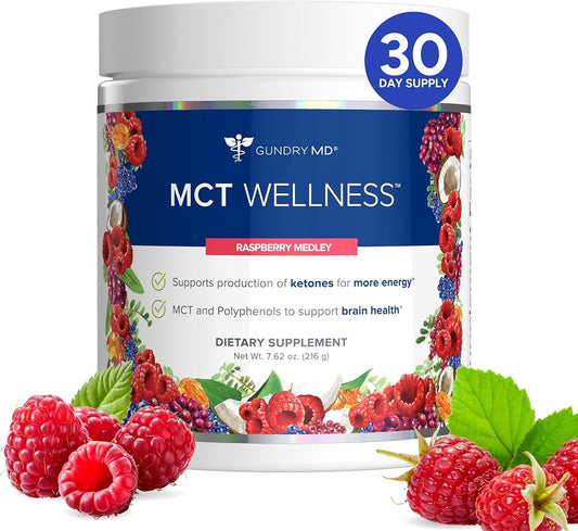 Gundry MD MCT Wellness Powder – Energy, Ketone & Brain Support | Raspberry Medley