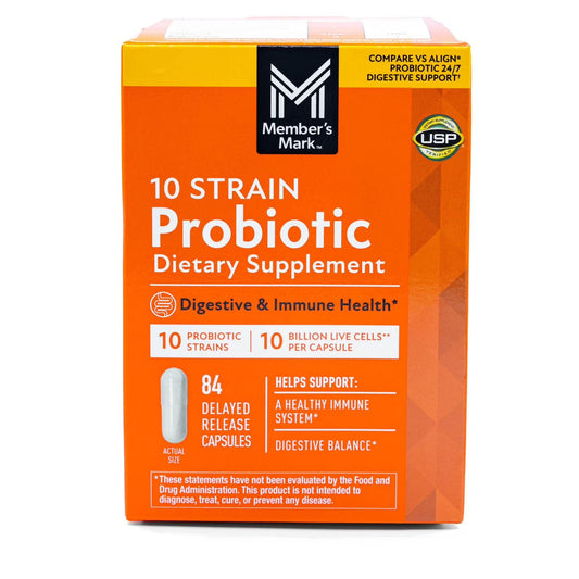 Member's Mark 10-Strain Probiotic Capsules – Digestive & Gut Health Support | 84 Count