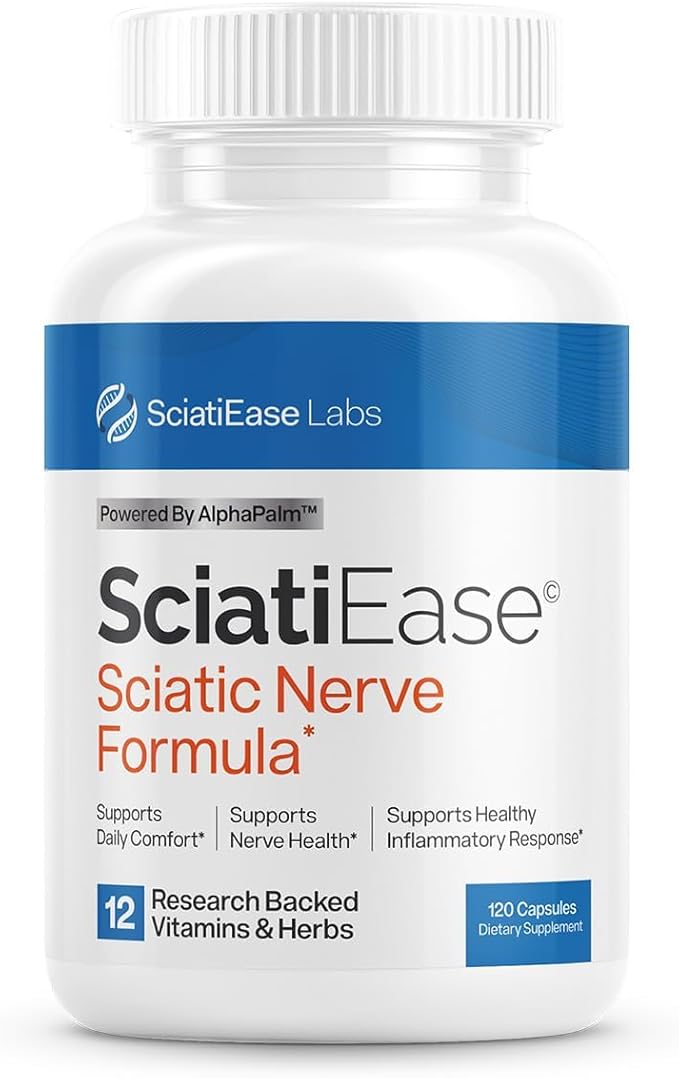 SciatiEase Nerve Support Supplement – Sciatic Nerve Health with AlphaPalm & Alpha Lipoic Acid | 120 Capsules