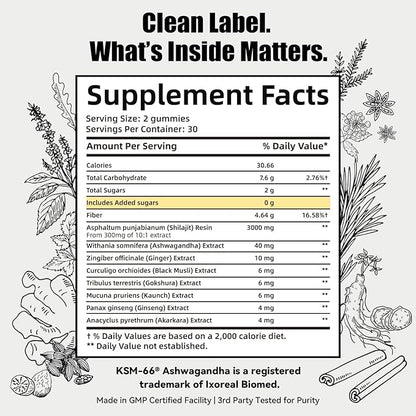 BIYODE Shilajit Gummies – Pure Himalayan Shilajit with Ashwagandha & Fulvic Acid, 85 Micronutrients, Sugar-Free