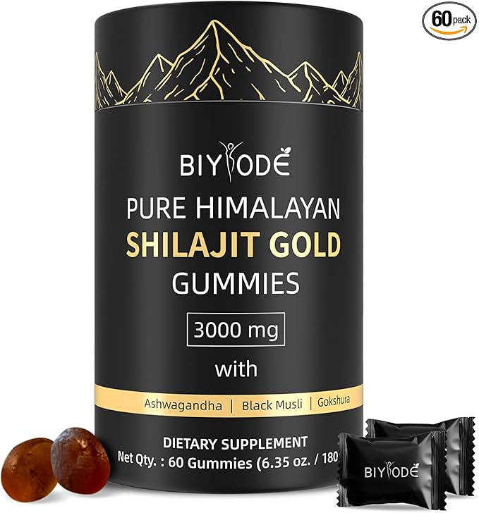 BIYODE Shilajit Gummies – Pure Himalayan Shilajit with Ashwagandha & Fulvic Acid, 85 Micronutrients, Sugar-Free