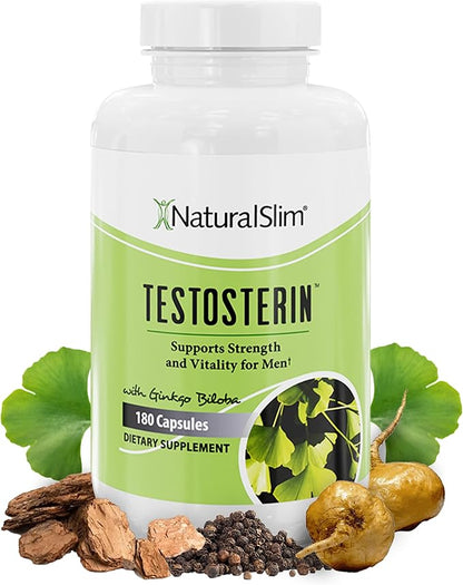 NaturalSlim Testosterin Testosterone Multivitamin for Men – Muscle, Endurance & Vitality Support Supplement