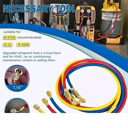 Yellow Jacket Plus II 29986 Ball Valve Hose Set – 72" 1/4" HVAC Refrigerant Hoses (3 Pack)